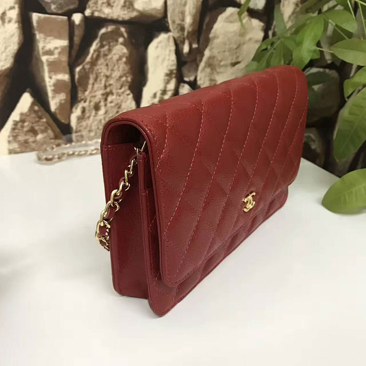 2017 Chanel WOC A33815 Red Original Caviar Leather Flap Shoulder Bags Gold