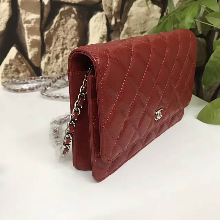 2017 Chanel WOC A33815 Red Original Caviar Leather Flap Shoulder Bags Silver