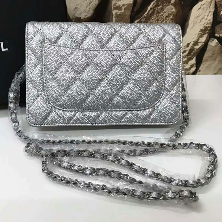 2017 Chanel WOC A84236 Original Caviar Leather Flap Bags Silver