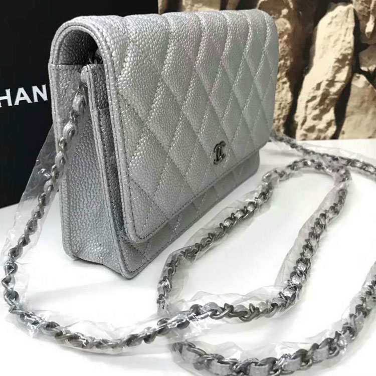 2017 Chanel WOC A84236 Original Caviar Leather Flap Bags Silver