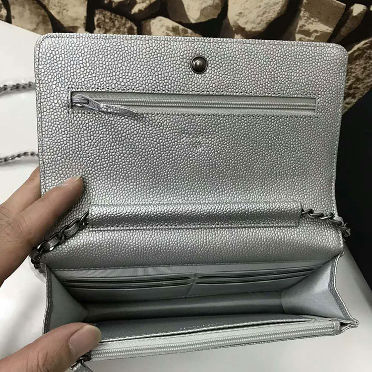 2017 Chanel WOC A84236 Original Caviar Leather Flap Bags Silver