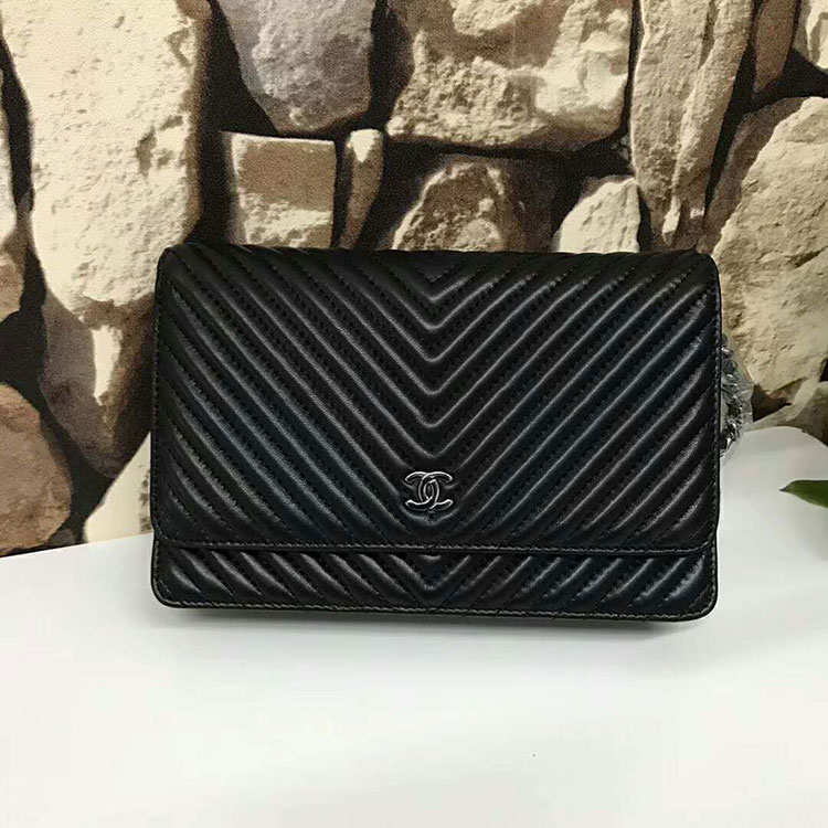 2017 Chanel WOC bag A33814 Black Original Leather