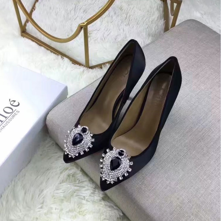 2017 Chloe Women shoes in Silk Heel Height 9.5cm