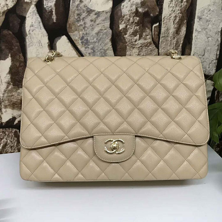 2017 Classic Chanel Maxi Double Flaps Bag A58601 Original Caviar Leather