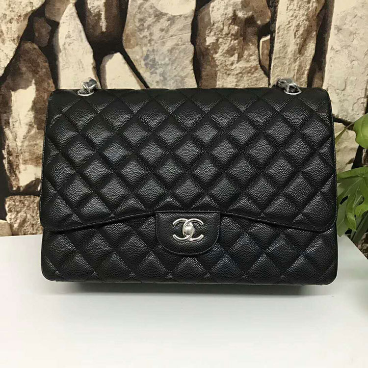 2017 Classic Chanel Maxi Double Flaps Bag A58601 Original Caviar Leather