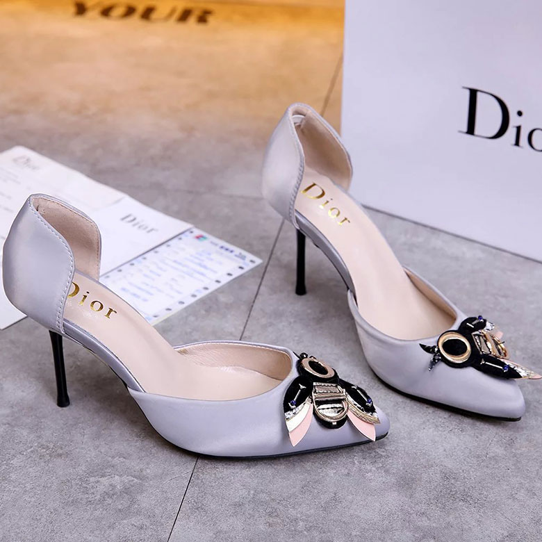 2017 Dior women shoes in silk satin