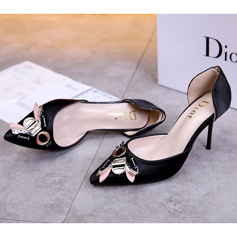 2017 Dior women shoes in silk satin