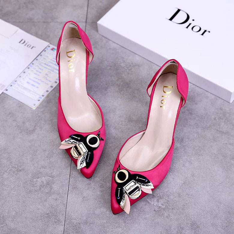 2017 Dior women shoes in silk satin