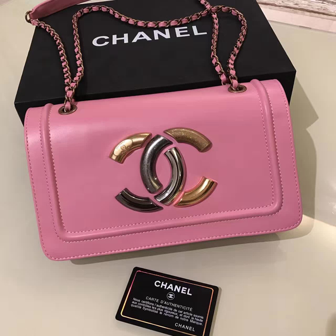 2017 Le Boy Chanel Flap Shoulder Bag Original Sheepskin Leather A93484 Pink