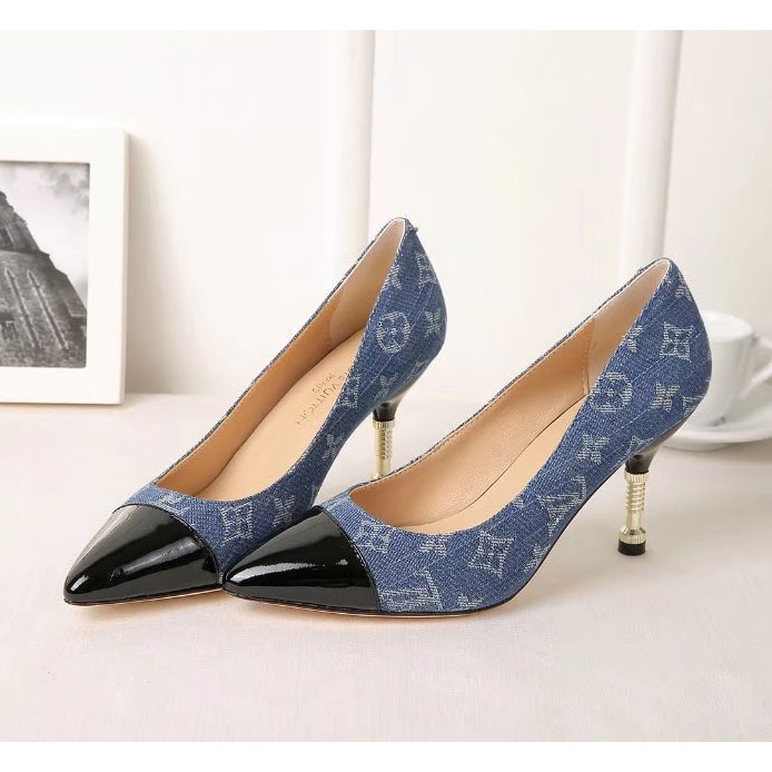 2017 Louis vitton women shoes in denim Heel 8cm