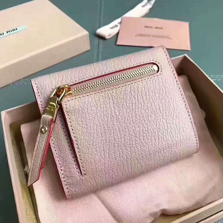 2017 MiuMiu Three fold wallet in Original leather 5MH014