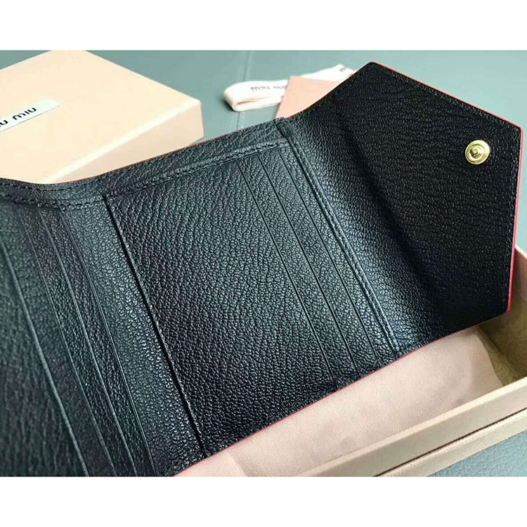 2017 MiuMiu Three fold wallet in Original leather 5MH014