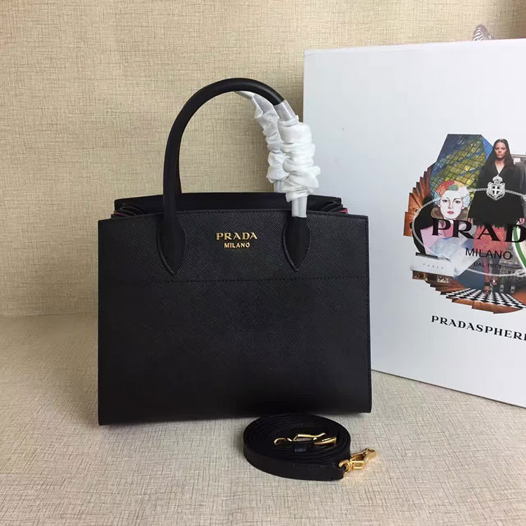 2017 Prada Original Calfskin Leather Medium Tote Shoulder Bag 1BA071