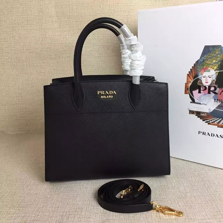 2017 Prada Original Calfskin Leather Medium Tote Shoulder Bag 1BA071