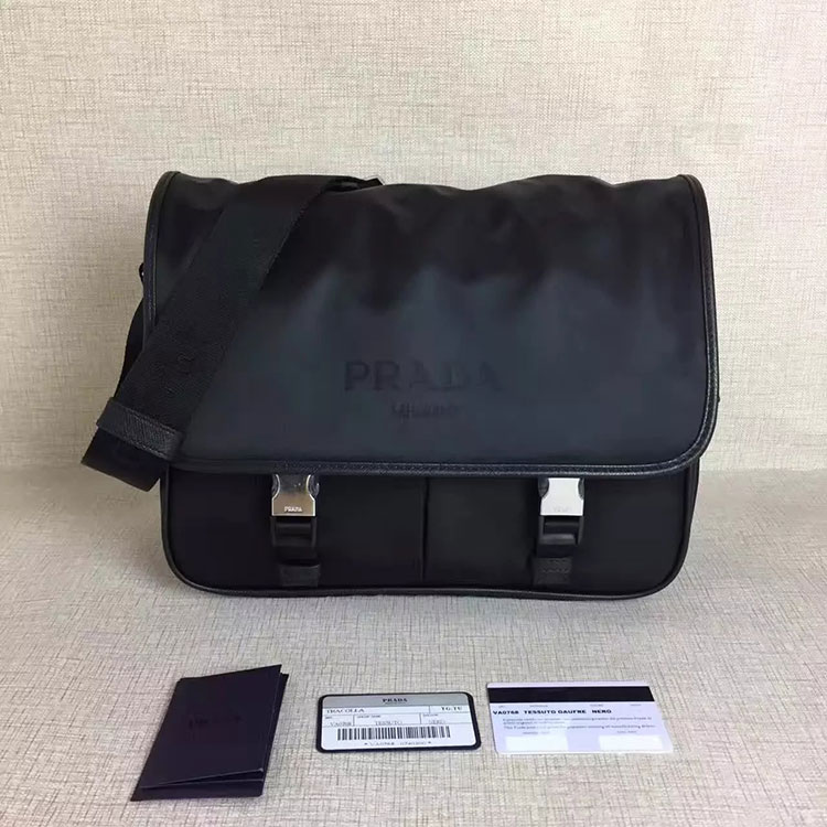 2017 Prada Original Nylon with Calfskin leather Men Shoulder Bag VA0768