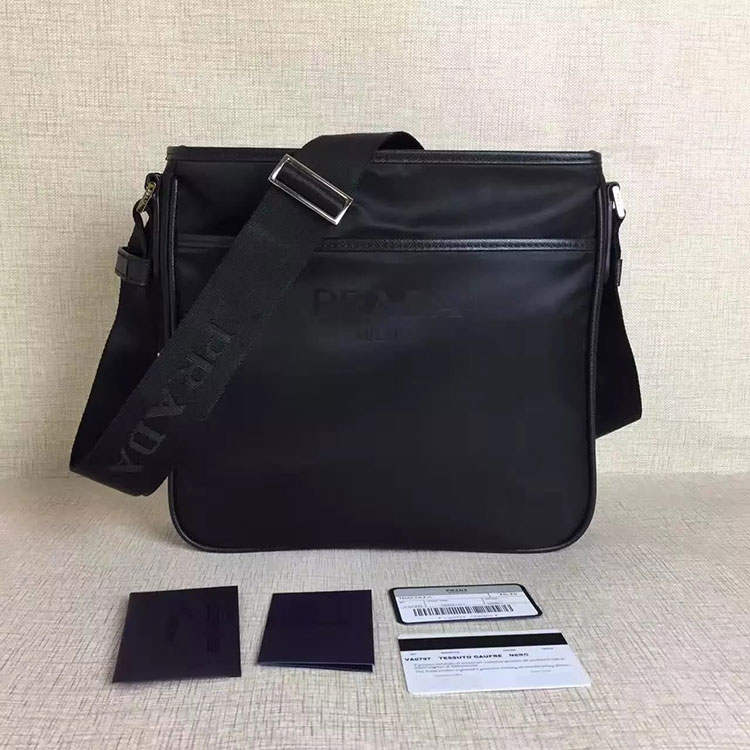 2017 Prada Original Nylon with Calfskin leather Men Shoulder Bag VA0797