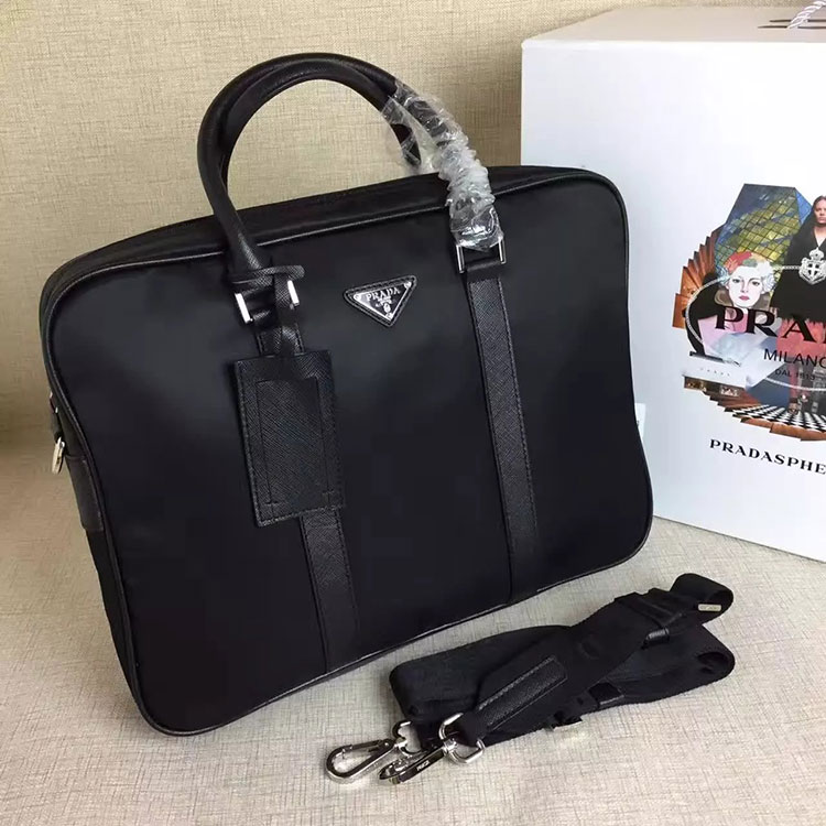 2017 Prada Original Nylon with Calfskin leather Men Tote Shoulder Bag VA0871