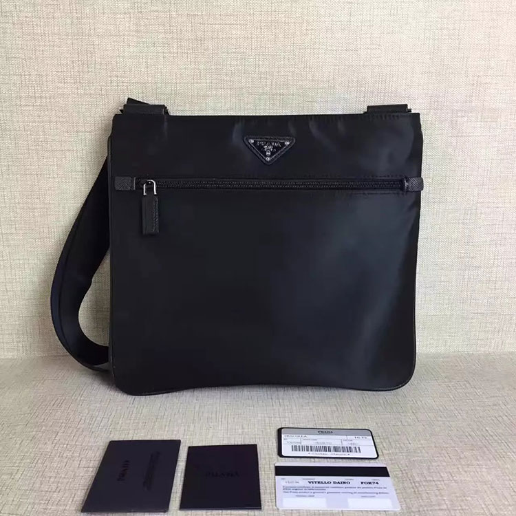 2017 Prada Men Original Nylon with Calfskin leather Shoulder Bag VA053