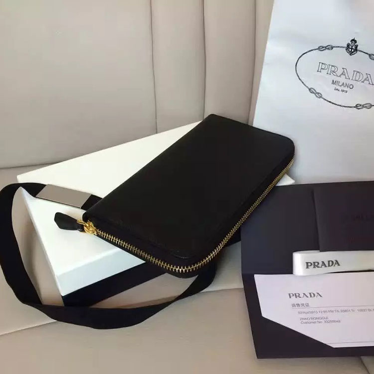 2017 Prada Zip Around Wallet Original leather 1M0506