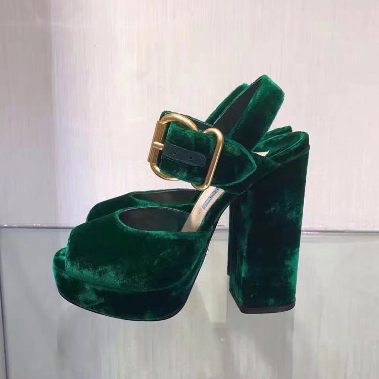 2017 Prada women Sandals in velvet Heel Height 13cm