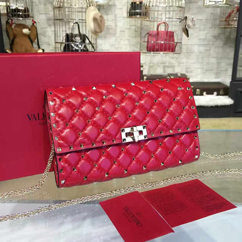 2017 VALENTINO CLUTCH SHOULDER BAG WITH STARSTUDDED CHAIN 0137