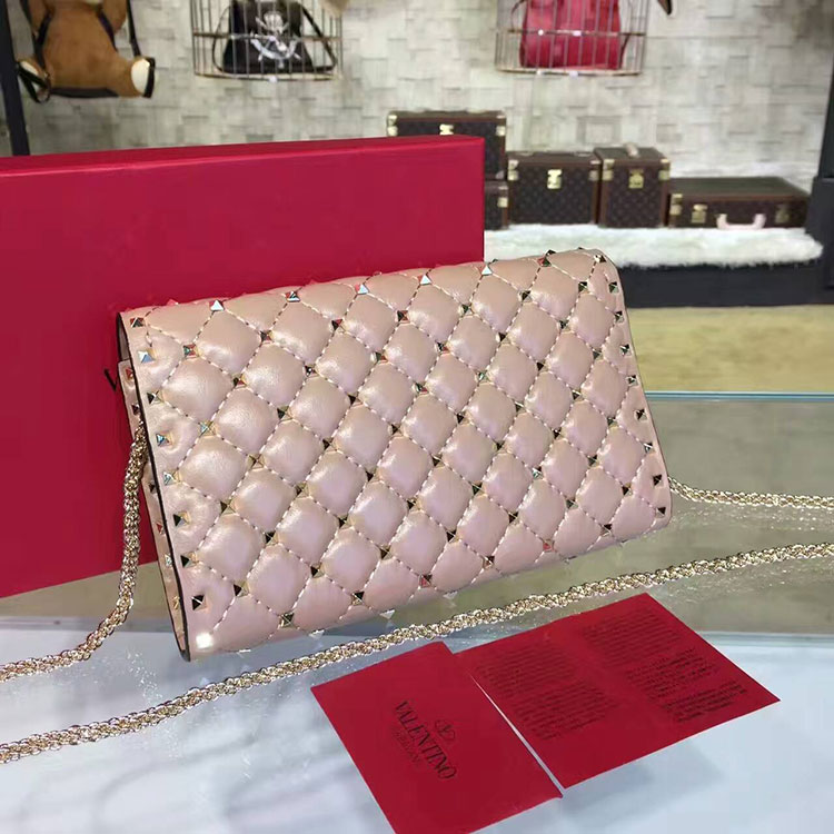 2017 VALENTINO CLUTCH SHOULDER BAG WITH STARSTUDDED CHAIN 0137