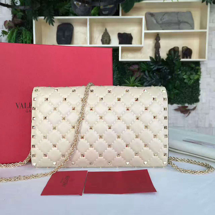 2017 VALENTINO CLUTCH SHOULDER BAG WITH STARSTUDDED CHAIN 0137