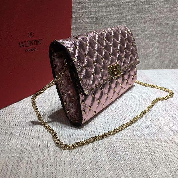 2017 VALENTINO CLUTCH SHOULDER BAG WITH STARSTUDDED CHAIN 0137