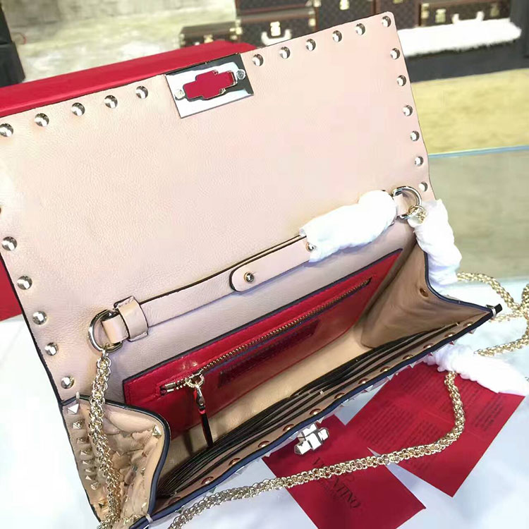 2017 VALENTINO CLUTCH SHOULDER BAG WITH STARSTUDDED CHAIN 0137