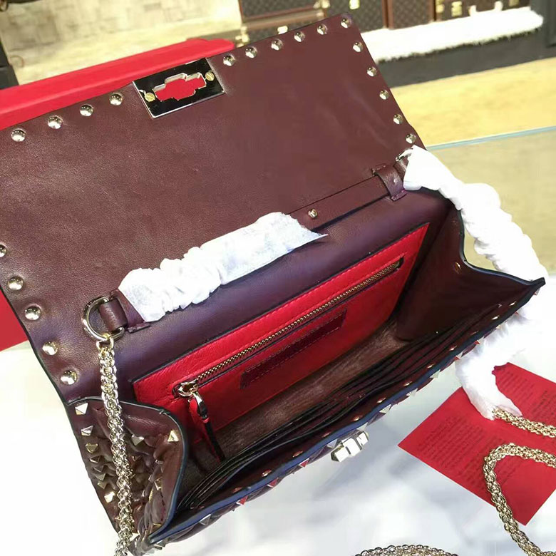 2017 VALENTINO CLUTCH SHOULDER BAG WITH STARSTUDDED CHAIN 0137