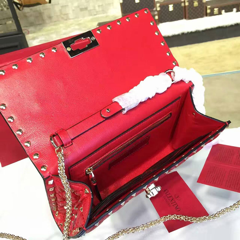 2017 VALENTINO CLUTCH SHOULDER BAG WITH STARSTUDDED CHAIN 0137