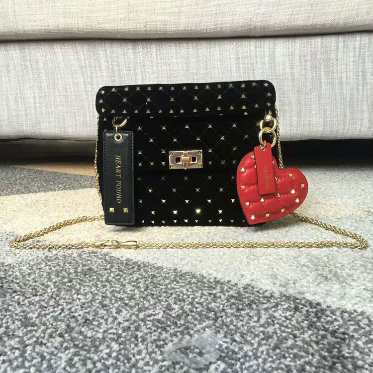 2017 VALENTINO GARAVANI ROCKSTUD SPIKE MEDIUM BAG in Velvet