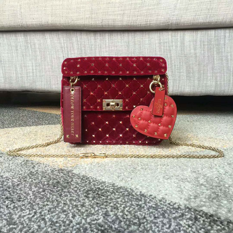 2017 VALENTINO GARAVANI ROCKSTUD SPIKE MEDIUM BAG in Velvet