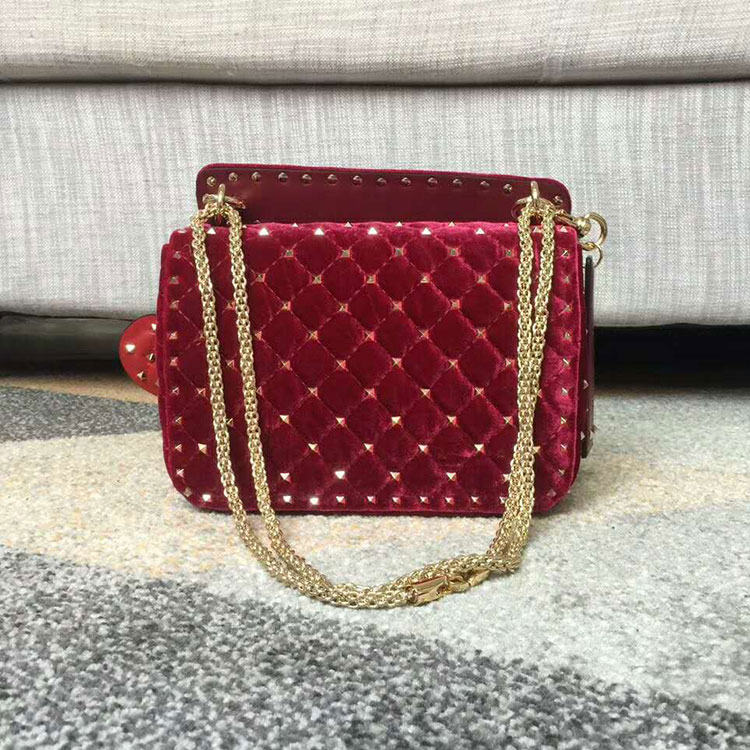 2017 VALENTINO GARAVANI ROCKSTUD SPIKE MEDIUM BAG in Velvet