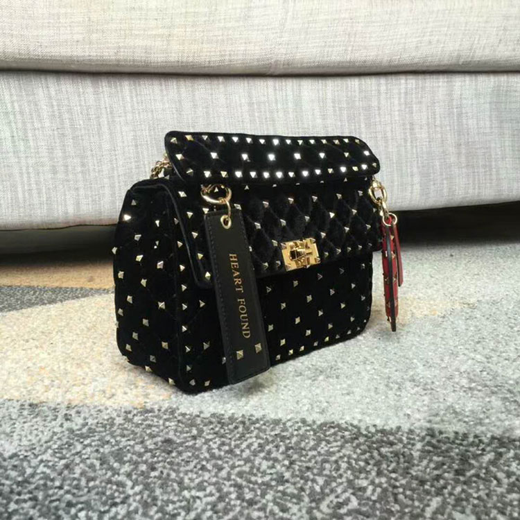 2017 VALENTINO GARAVANI ROCKSTUD SPIKE MEDIUM BAG in Velvet