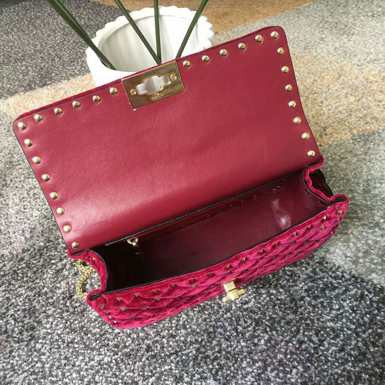 2017 VALENTINO GARAVANI ROCKSTUD SPIKE MEDIUM BAG in Velvet