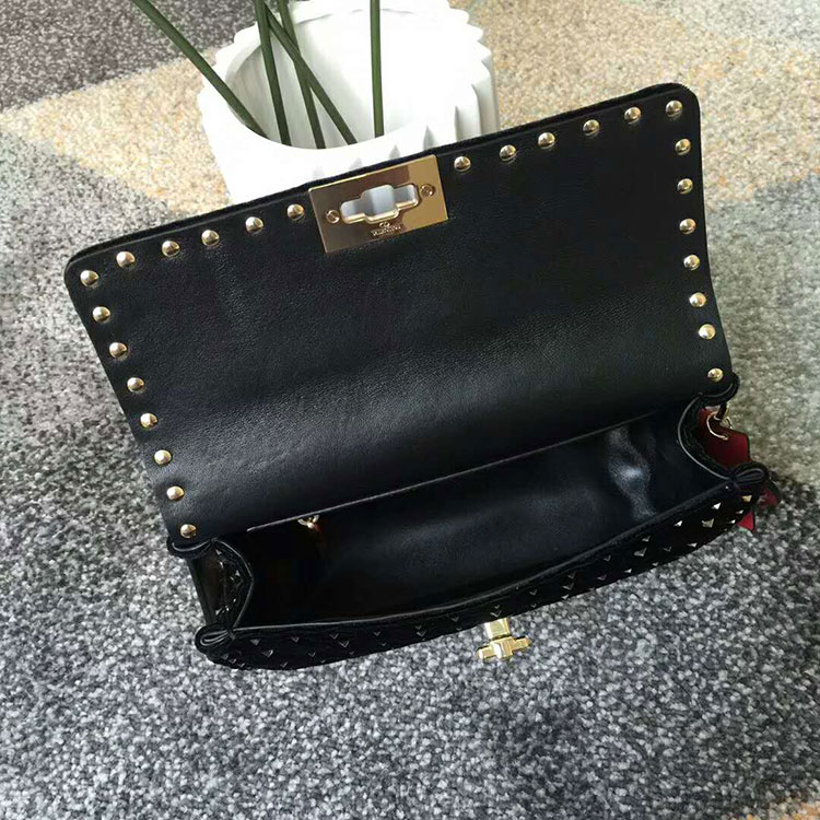 2017 VALENTINO GARAVANI ROCKSTUD SPIKE MEDIUM BAG in Velvet