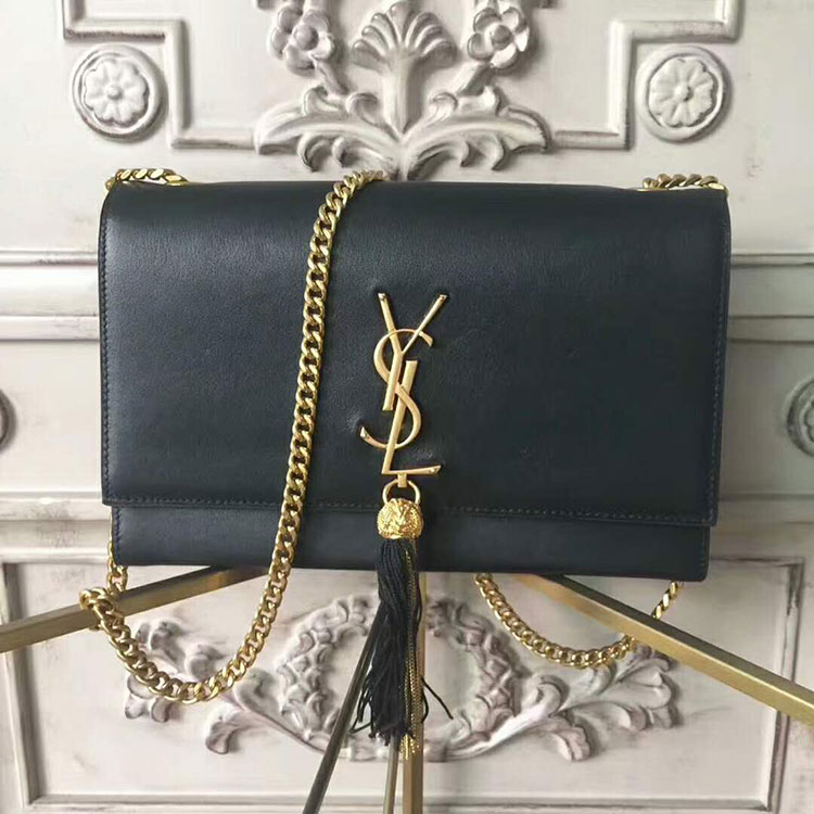 2017 YSL Saint Laurent MEDIUM KATE TASSEL SATCHEL IN SMOOTH GRAPHITE LEATHER