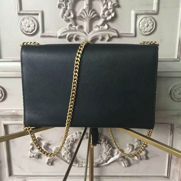 2017 YSL Saint Laurent MEDIUM KATE TASSEL SATCHEL IN SMOOTH GRAPHITE LEATHER