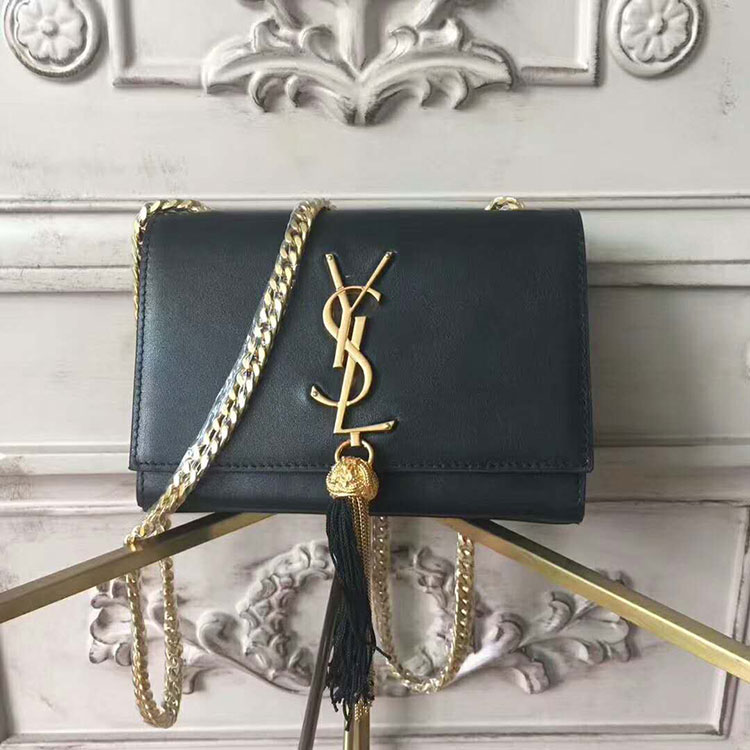 2017 YSL Saint Laurent SMALL KATE TASSEL SATCHEL IN SMOOTH GRAPHITE LEATHER