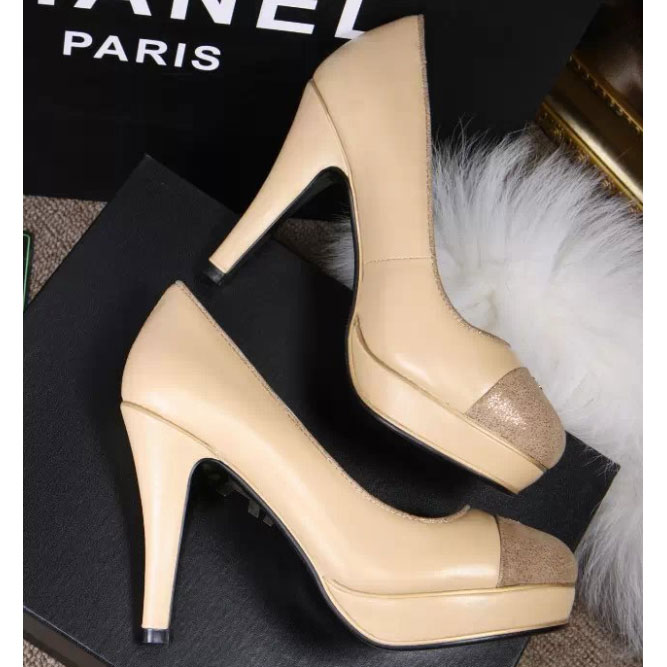 2017 chanle women high-heeled shoes in Sheepskin leather