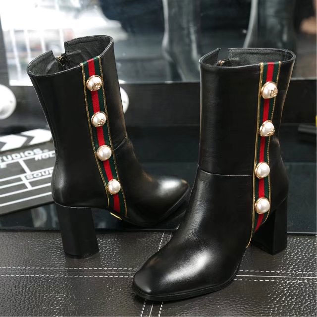 2017 gucci women Short Boots in Calfskin leather inside leather