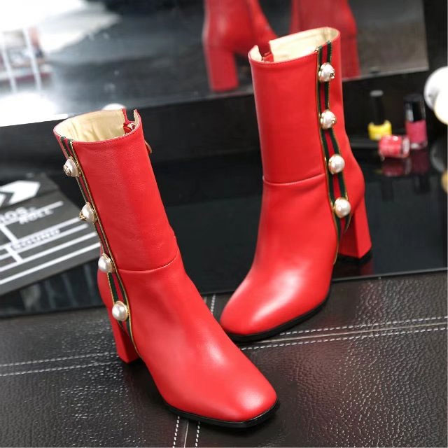 2017 gucci women Short Boots in Calfskin leather inside leather