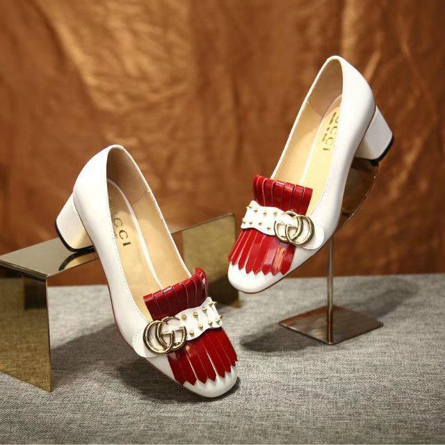 2017 gucci women shoes in Patent leather with rivet Heel Height 5cm