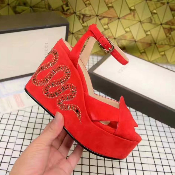 2017 gucci women wedge heel Heel Height 11cm