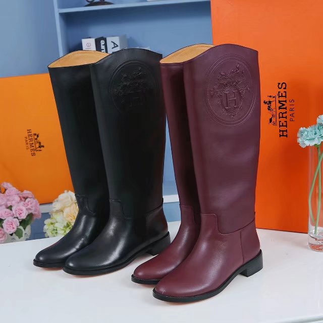 2017 hermes women High Boots in Calfskin Leather