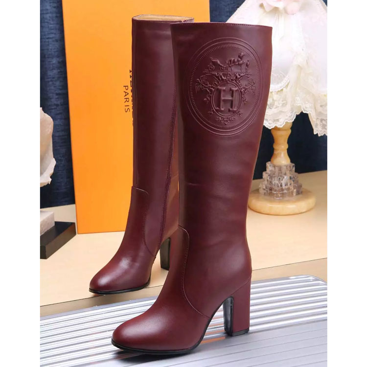 2017 hermes women High Boots in Calfskin Leather inside leather heel 8.5cm