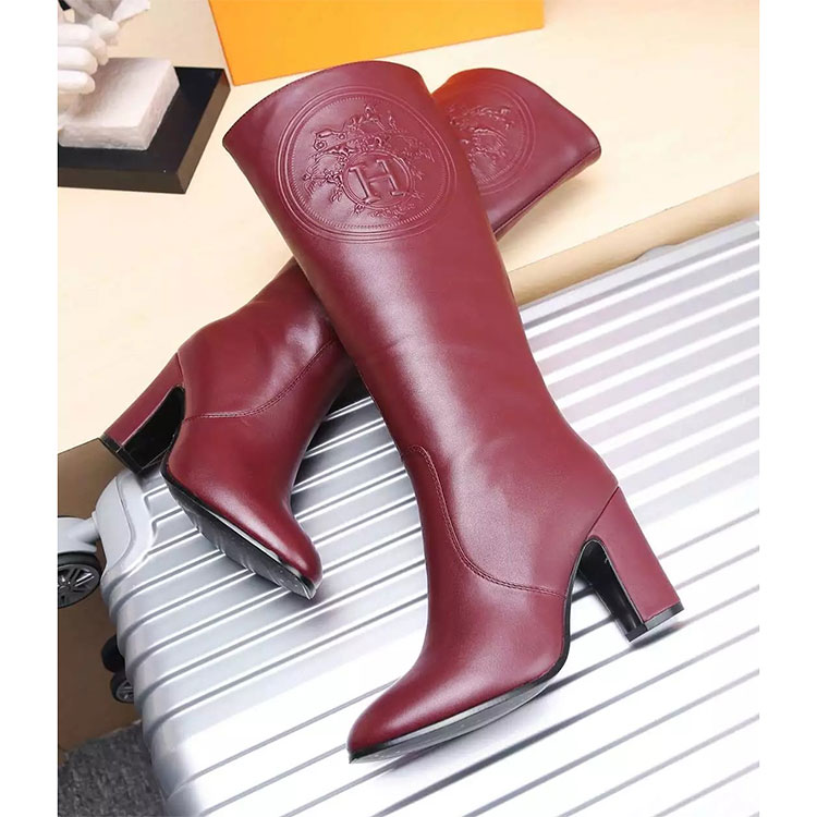 2017 hermes women High Boots in Calfskin Leather inside leather heel 8.5cm