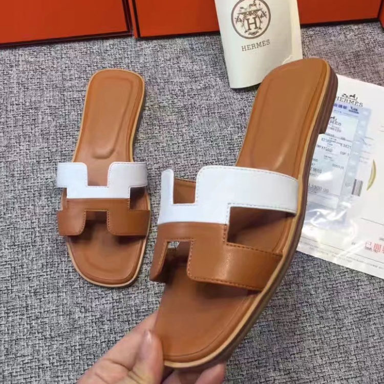 2017 hermes women Slippers in Calfskin Leather