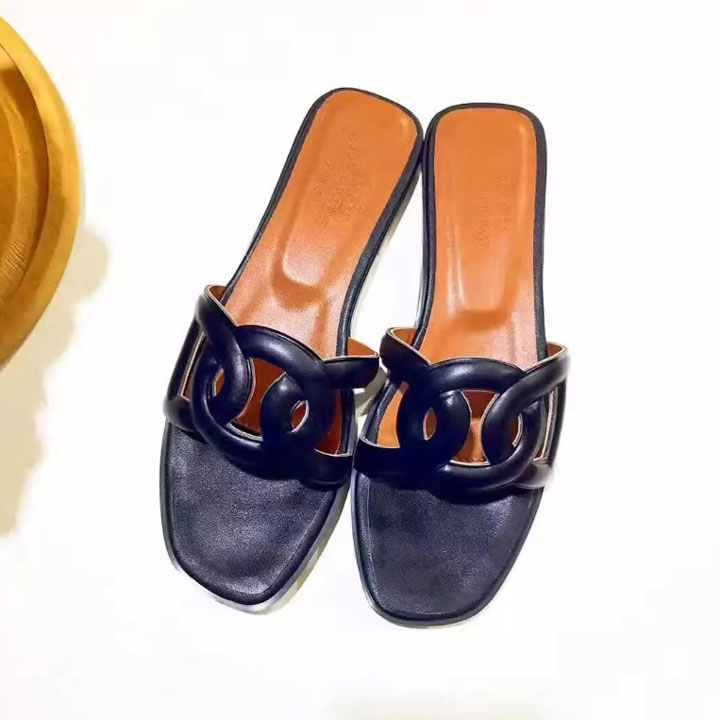 2017 hermes women Slippers in leather